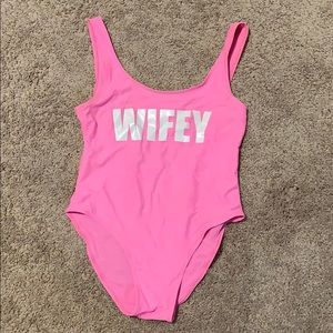 Wifey one piece bathing suit